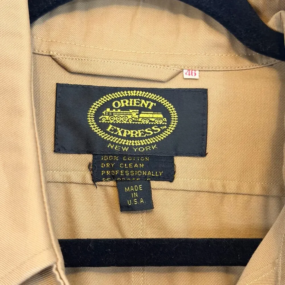 Orient Express Safari Field Jacket Mens 46 Tan Vintage Cotton Military Gorpcore